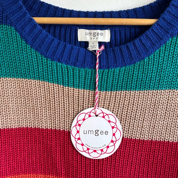 NWT Umgee Striped Oversize lightweight Pullover Sweater Sz L New - Picture 7 of 12